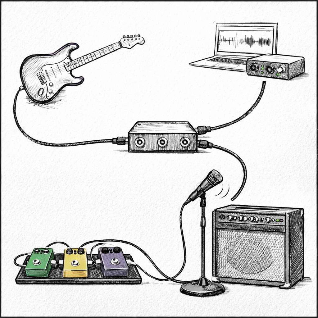 Gitarski signal podeljen na dva izlaza